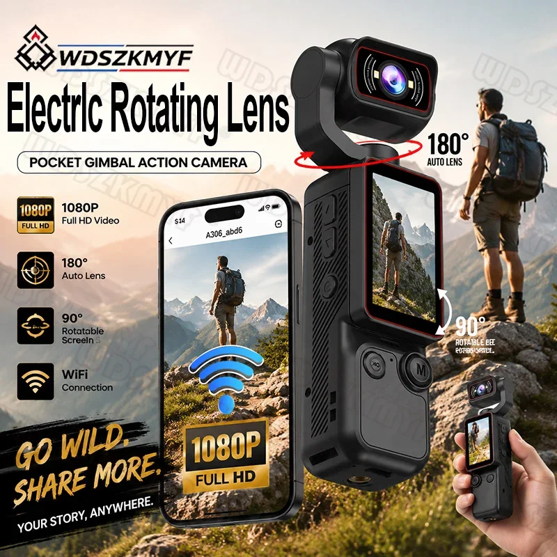 Action Camera 1080p 180° Automatic Rotation Lens Portable Cam WIFI For YouTube Vlog Entry Video Recording Photographic Camera