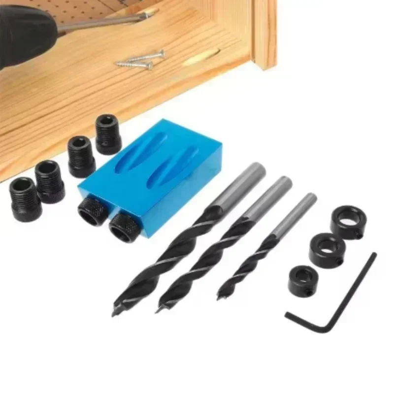 

14Pcs Pocket Hole Jig Kit 15 Degree Dowel Drill Joiner Tool Woodworking Guide Angle Locator For Carpenter Wood Work