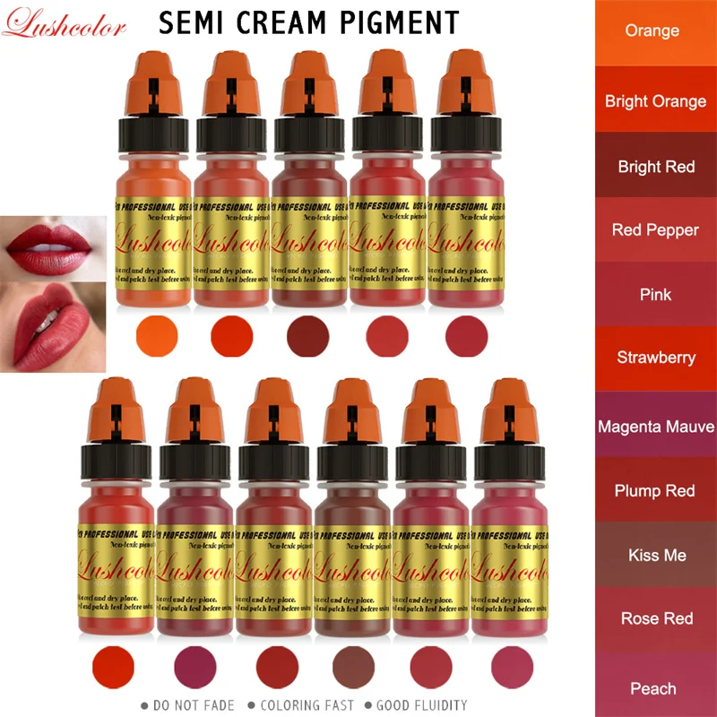 

Lushcolor Micro Semi Cream Lip Pigments 8ML Permanent Makeup Microblading and Machine Tattoo Ink for Beauty Lips 2 Bottles Hot