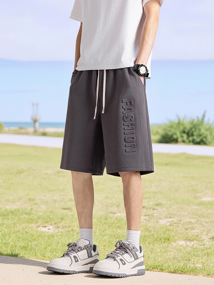 

2026 Summer Men's Knit Sport Shorts with Fashion Letter Drawstring Cotton Blend Loose Fit Casual Shorts size 6XL