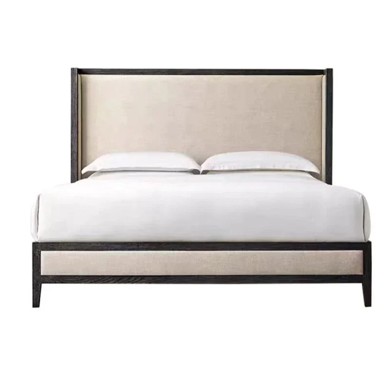 Solid wood bed export American double bed 1.8 meters soft by modern simple French retro oak high-end furniture