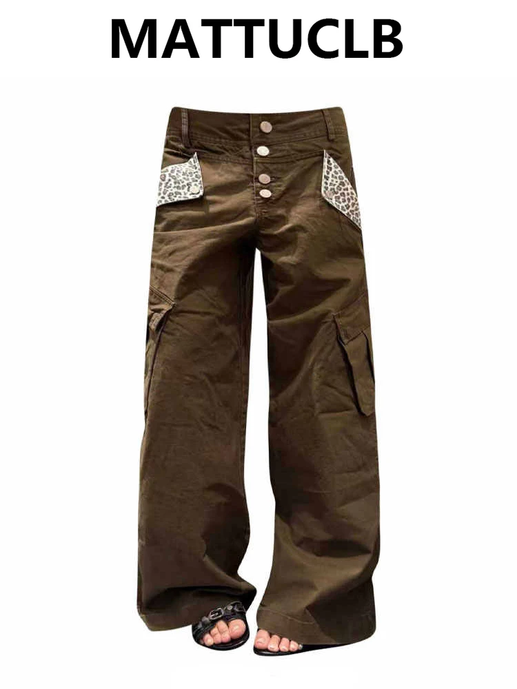 

Женские мешковатые джинсы, дизайнерские лоскутные джинсы с леопардовым принтом, американские ретро Harajuku, широкие джинсы Y2k, новые японские джинсовые брюки, дизайн