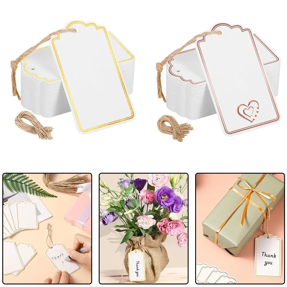 60Pcs Creative DIY Handwriting Blank Tag Rectangular Hanging Decoration Price Tags Packaging Label Packaging Decoration