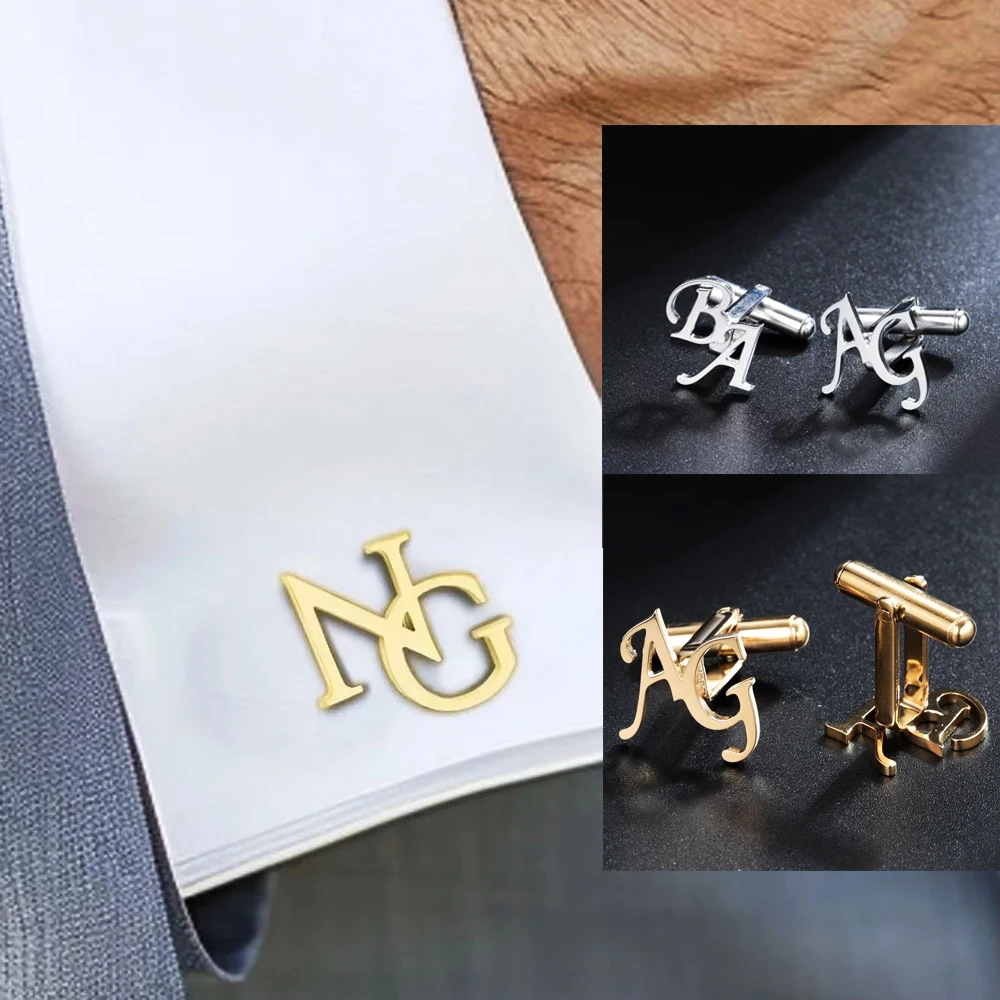 Custom Cufflinks For Man Bridegroom Gifts Gold Plated Shirt Cufflinks For Father Men High Quality Stainless Steel Gift Jewelry