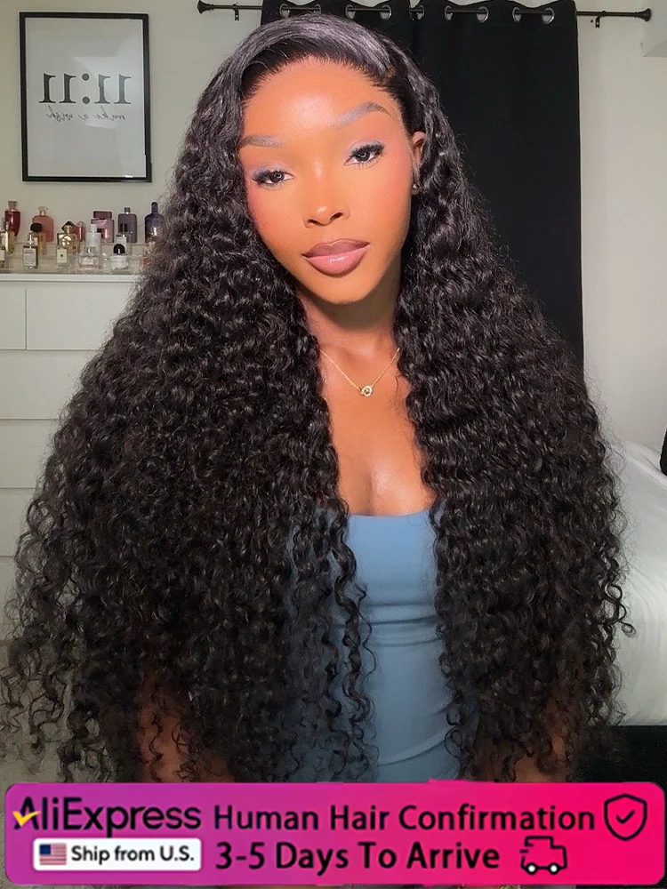 250 Density 13x6 Water wave Lace Frontal Wig Transparent Deep Water Wave Curly Lace Front Wigs 40 Inch HD Lace Human Hair Wigs