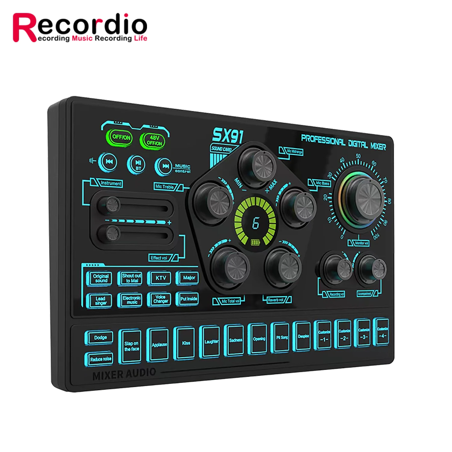 GAX-SX91 Professionele Meerdere Effecten Live Xlr Geluidskaart Audio-Interface Met 48V Voor Live Streaming Tiktok Gaming