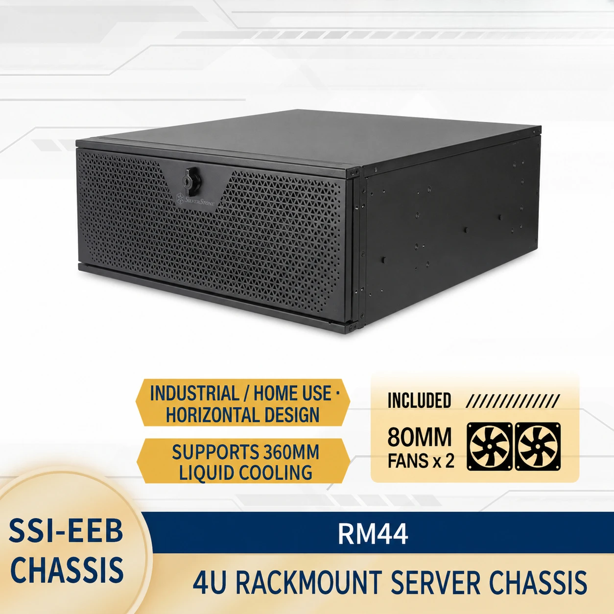 RM44 4U Rackmount Server Chassis SSI-EEB E-ATX ATX Case 360mm Radiator 424mm GPU ATX PSU USB-C