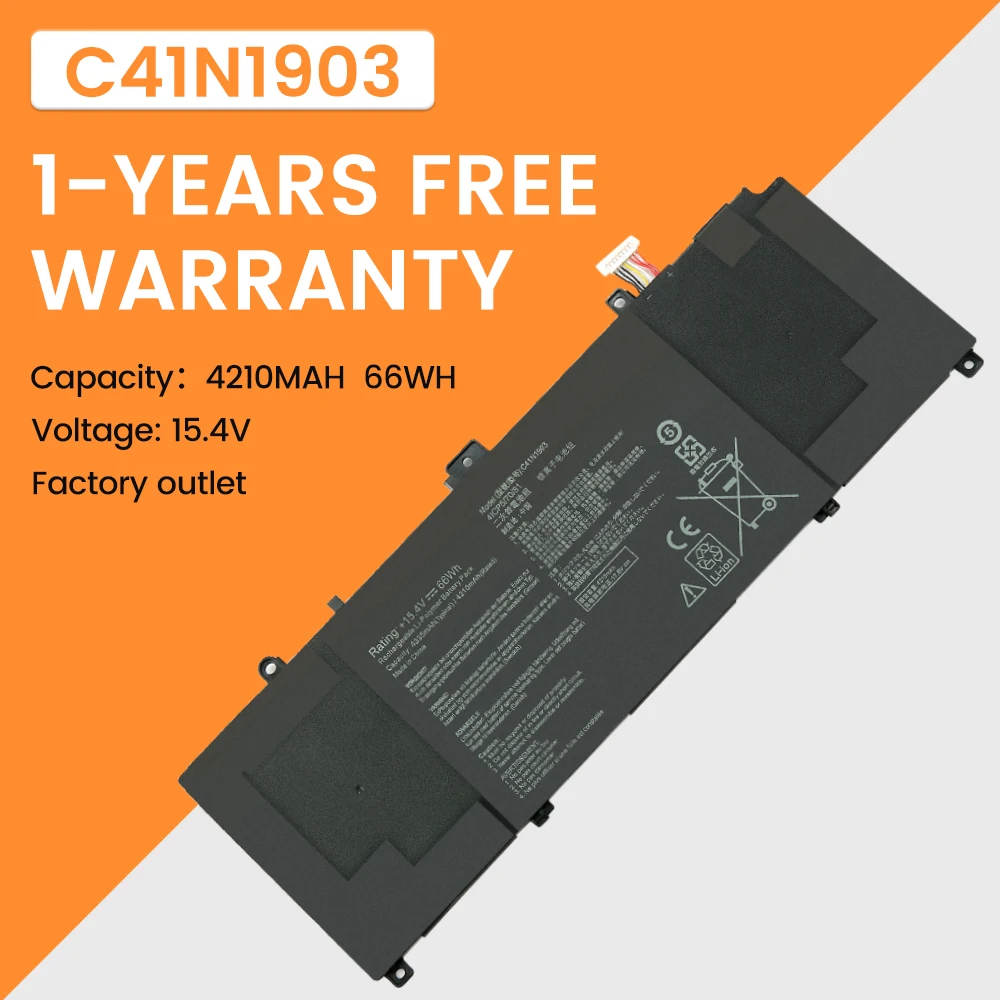 

C41N1903 Laptop Battery For ASUS ExpertBook B9450FA B9450FA-BM0194R B9450FA-XS79 B9450FA-BM0504R BM0367R 15.4V 66WH