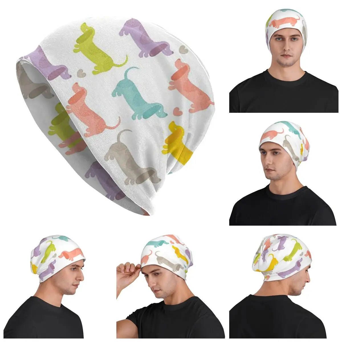 

Шапки с рисунком собаки таксы для мужчин и женщин, шапки для взрослых, вязаная шапка, теплая шапка в стиле хип-хоп, осенне-зимняя уличная шапка Skullies