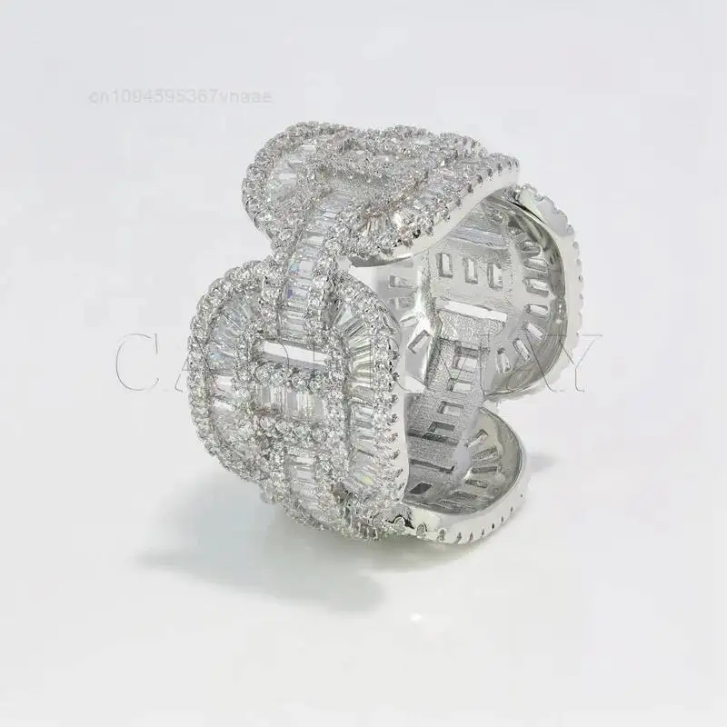 

DVVS 13.5mm Wide New Design Hip Hop Ring Moissanite Pass Diamond Tester Silver925 10k 14k 18k Cuban Rings Band