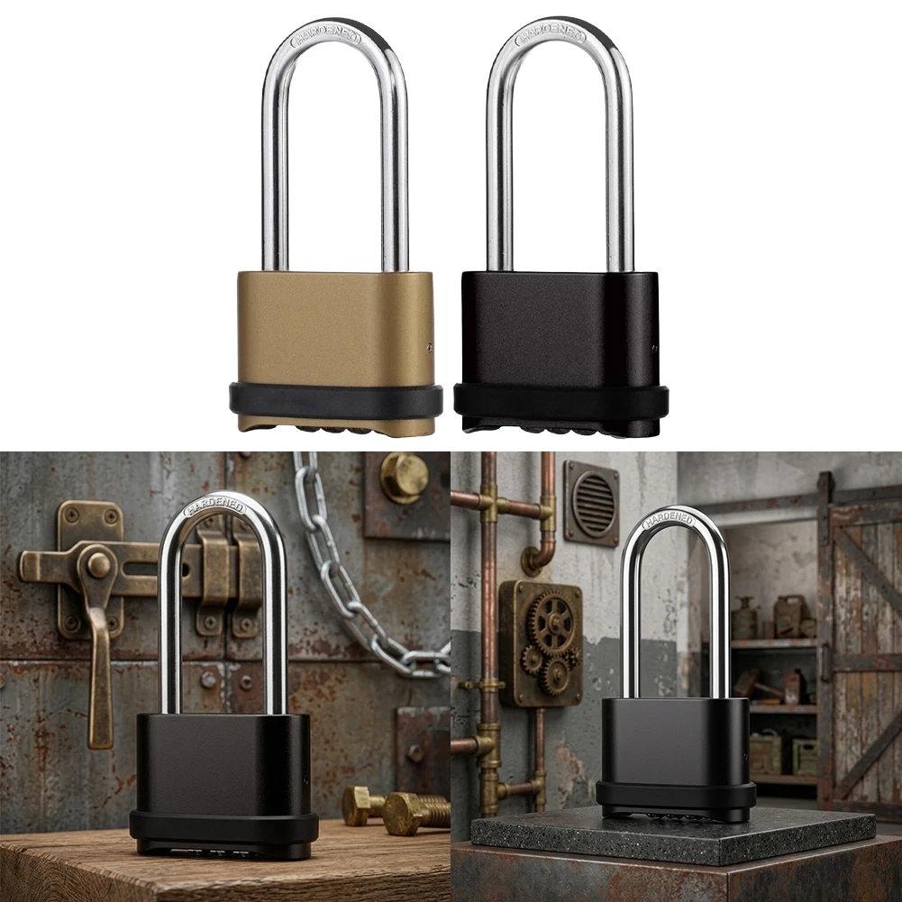Combination Padlock with Extended Shackle Designed for Outdoor Storage Facilities Warehouse Entrances and Large Door Locking