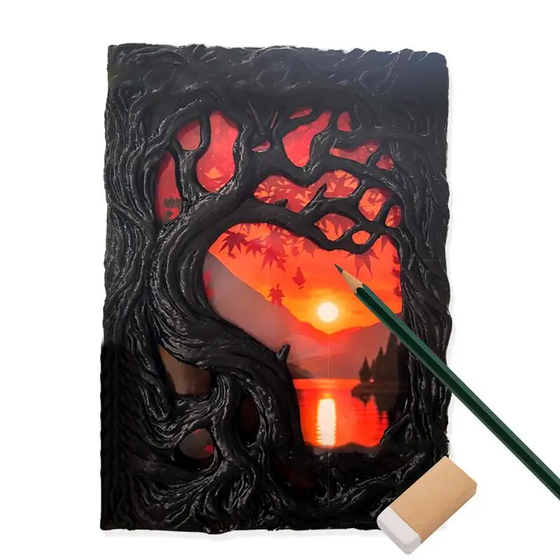 Notebook Cover 3D Notebook Protective Case Scratch-Proof 3D Embossed Maple Leaf A5 Journal Cover For Drawing Business Meeting