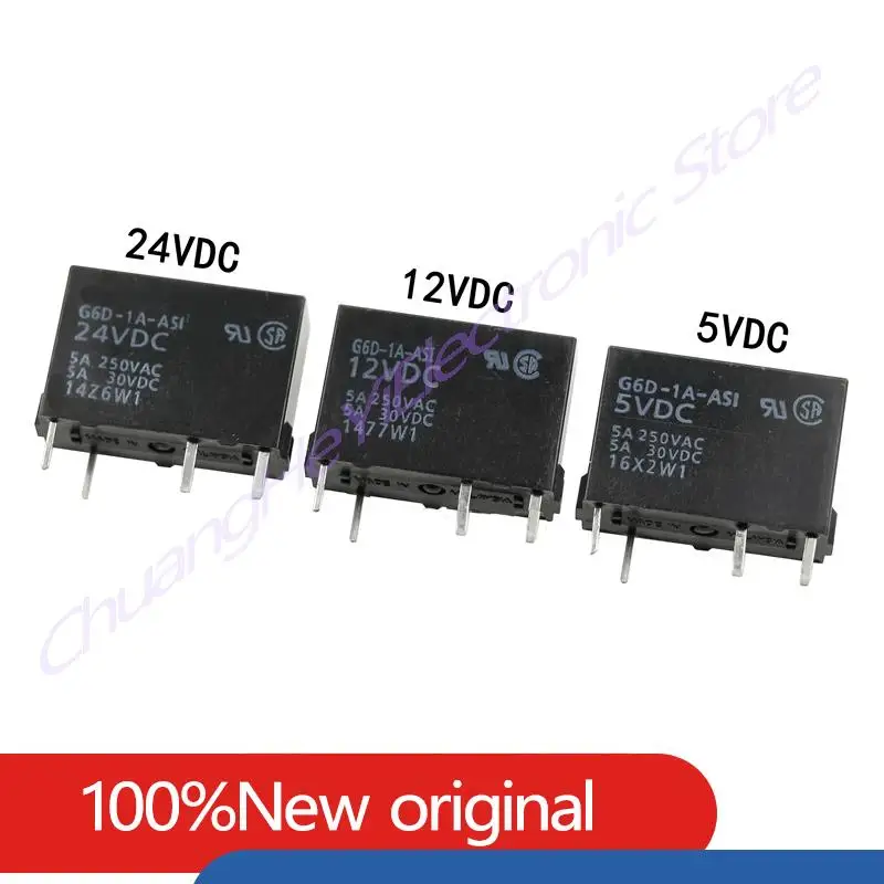 

10Pcs/Lot Power PCB Relays G6D-1A-ASI-5VDC G6D-1A-ASI-12VDC G6D-1A-ASI-24VDC 5A 250VAC