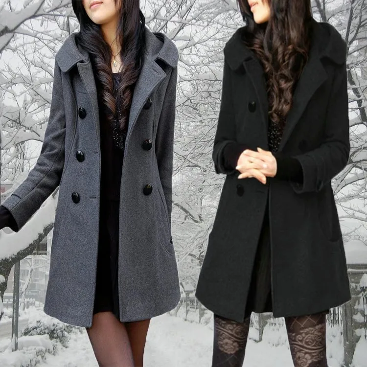 

Модное зимнее теплое шерстяное пальто средней длины, женская осенне-зимняя хлопковая куртка с длинными рукавами и капюшоном, двубортная верхняя одежда