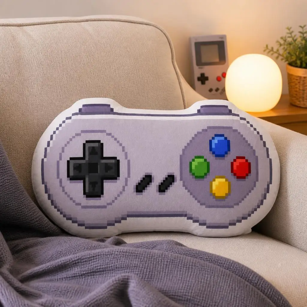 Video Game Controller Pixel Retro Joystick Plush Pillow Cushion Funny Stuffed Throw Pillow Home Decor Gift Sofa Bed Arcade Room