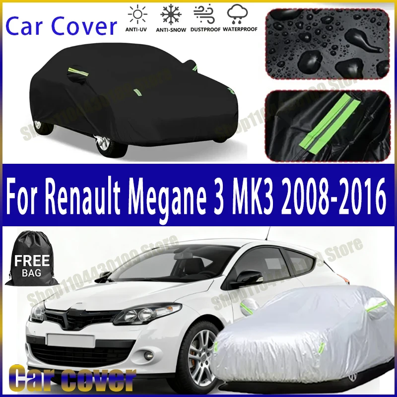 For Renault Megane 3 MK3 2008-2016 Car Cover Waterproof UV Protection All Weather Dustproof Snow Rain Cover 190T Polyester
