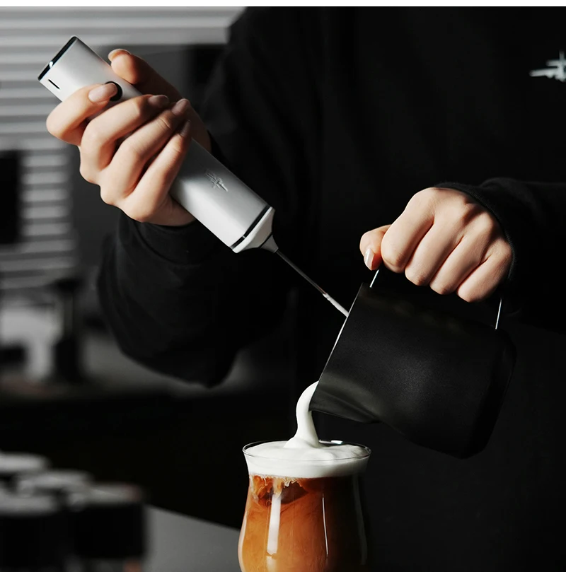 MHW-3BOMBER Elektrischer Milchaufschäumer mit Doppel-Schneebesenköpfen, Handgehaltener Schaumerzeuger, Typ-C Aufladbar, Kaffee-Latte-Cappuccino-Mixer – Detail 18