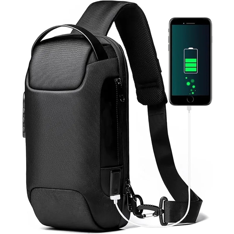 

Waterproof Anti-Theft Crossbody Bag with Lock Oxford Polyester Chest Pack for Men Sports Shoulder Bag