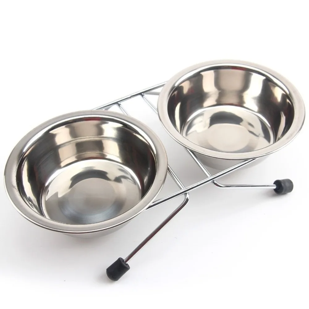 

Iron Frame Stainless Steel Pet Bowl Anti-leak Durable Elevated Pet Feeder Anti-Tipping Detachable Pet Drinking Bowl
