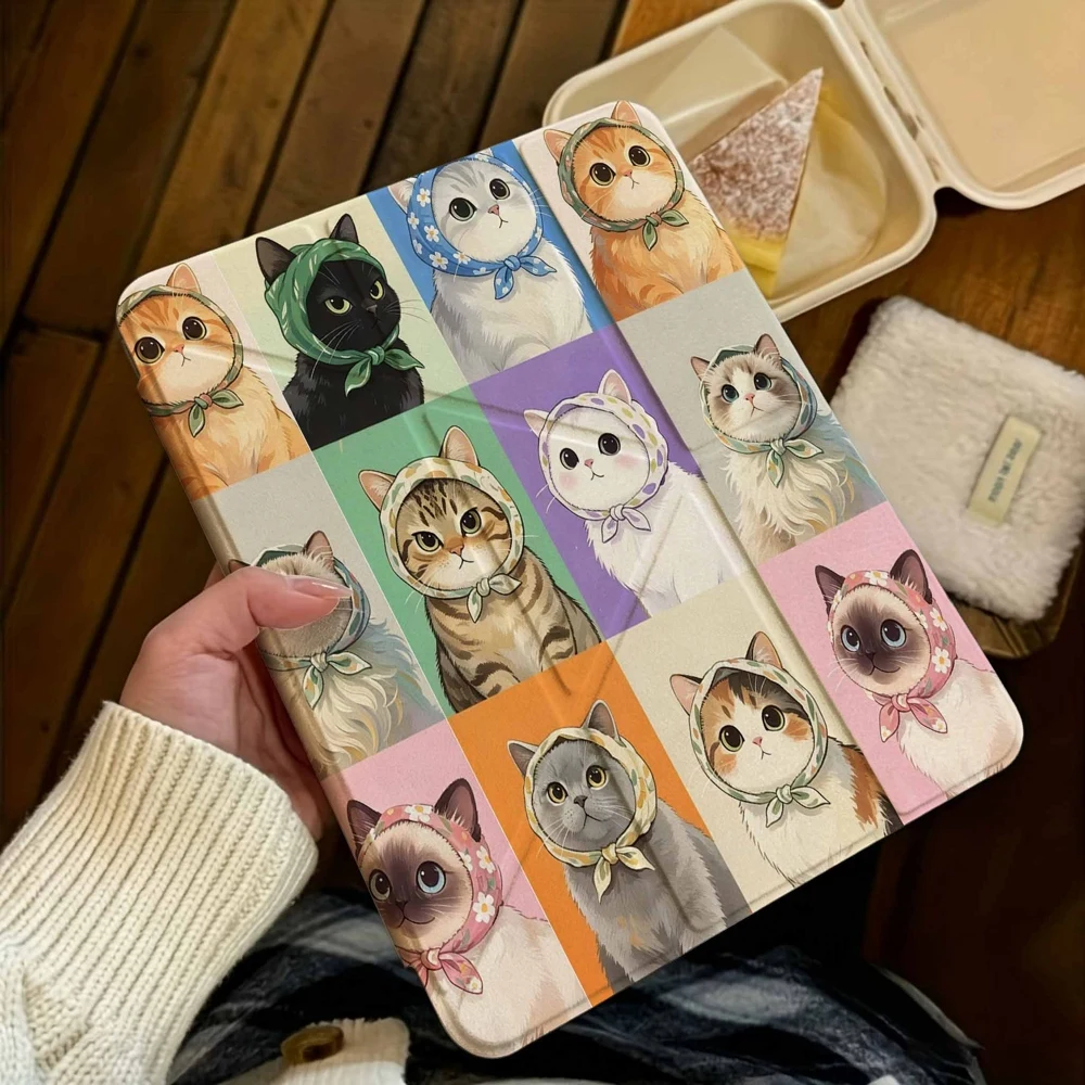Cute Cat Bandana For Samsung Galaxy Tab A8 A9 A11 S6 S7 S8 S9 S10 FE Plus Lite Protective With Pen Slot Tablet Case