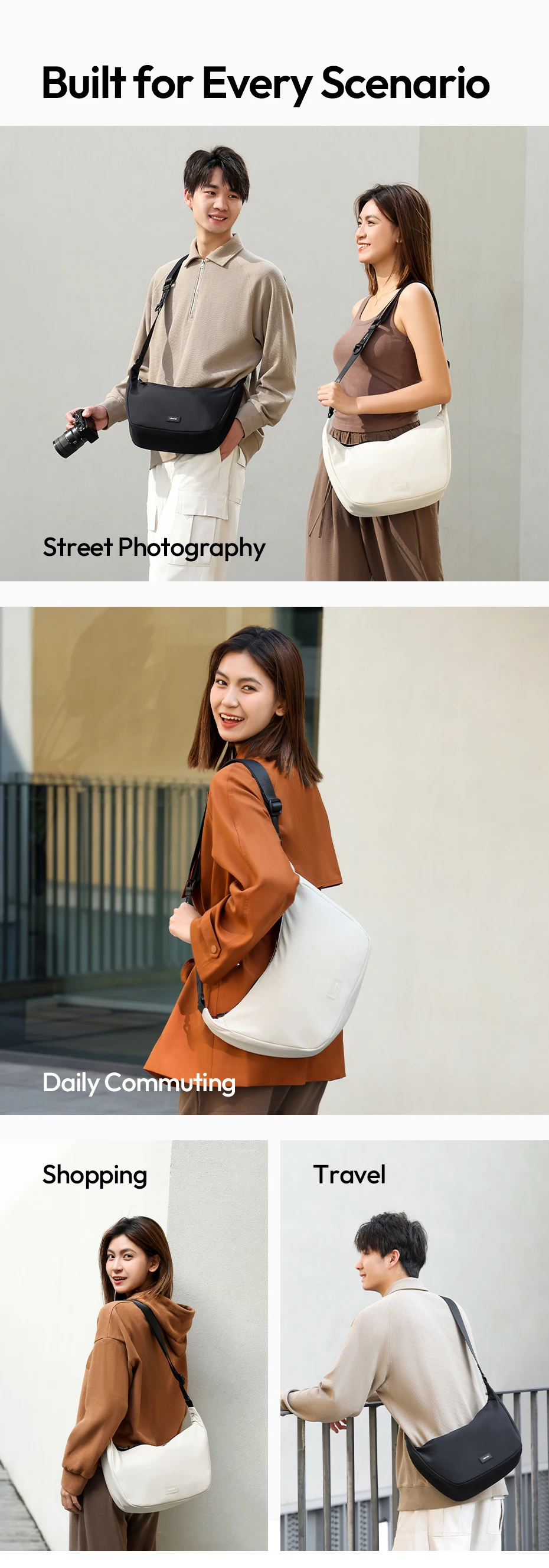 Ulanzi HMN1Lunar Sling Bag Reise-Schultertasche mit Trennwand, verstellbarer Riemen, Umhängetasche für Straßenfotografie, tägliches Pendeln – Detail 13