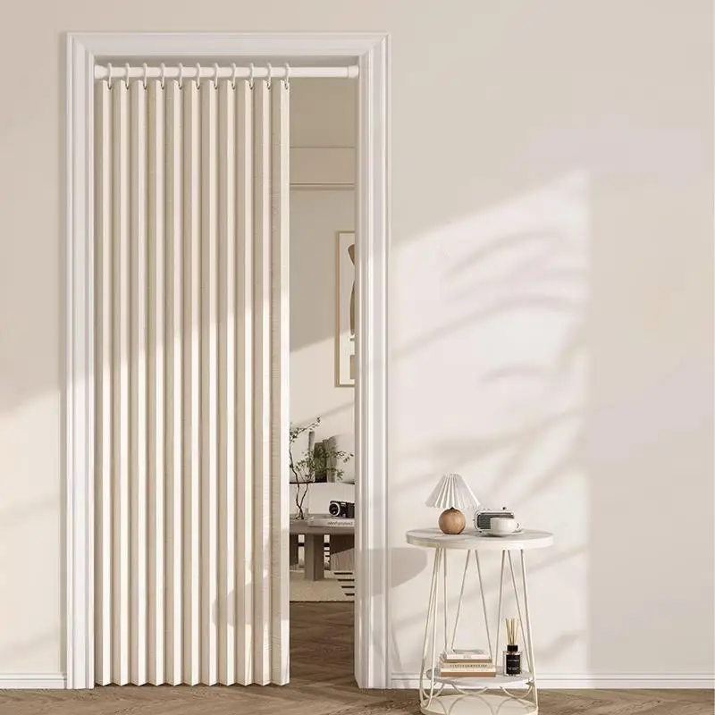Folding Accordion Pleated Curtain, Thickened Room Partition Door Curtain, Living Room Thermal Dustproof Cover
