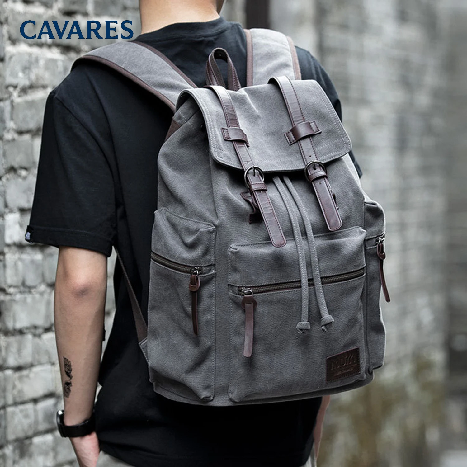

Vintage Canvas Backpack for Men Retro Backpack Fit 15.6 inch Laptop Flap Grunge Backpacks for College Durable Casual Daypack