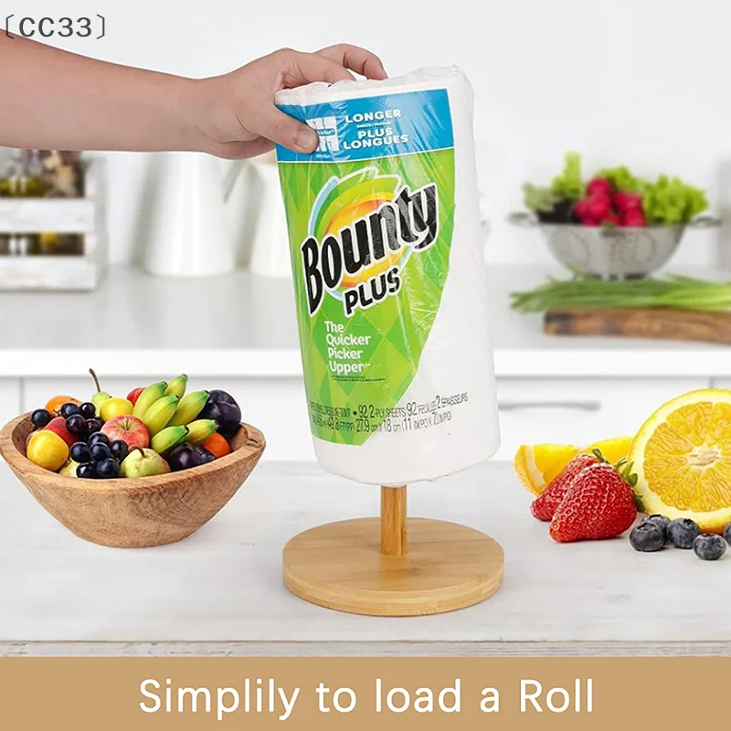 

Wood Paper Towel Holder Kitchen Roll Paper Towel Holder Bathroom Tissue Vertical Stand Anti-Skid Base Paper Towel Storage Holder