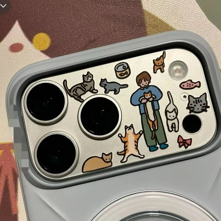 

3 шт. для IPhone 17 наклейка на объектив корейские Ins милые мультяшные иллюстрации наклейки для ногтей индивидуальные DIY наклейки для камеры телефона