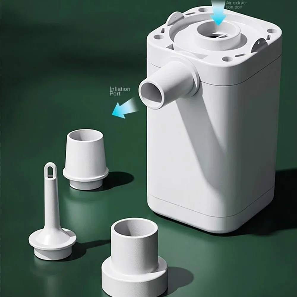 Portable Electric Air Pump Rechargeable Inflatable Wireless Mattress Pump with 3 Nozzles Deflatable Inflator Small Pump