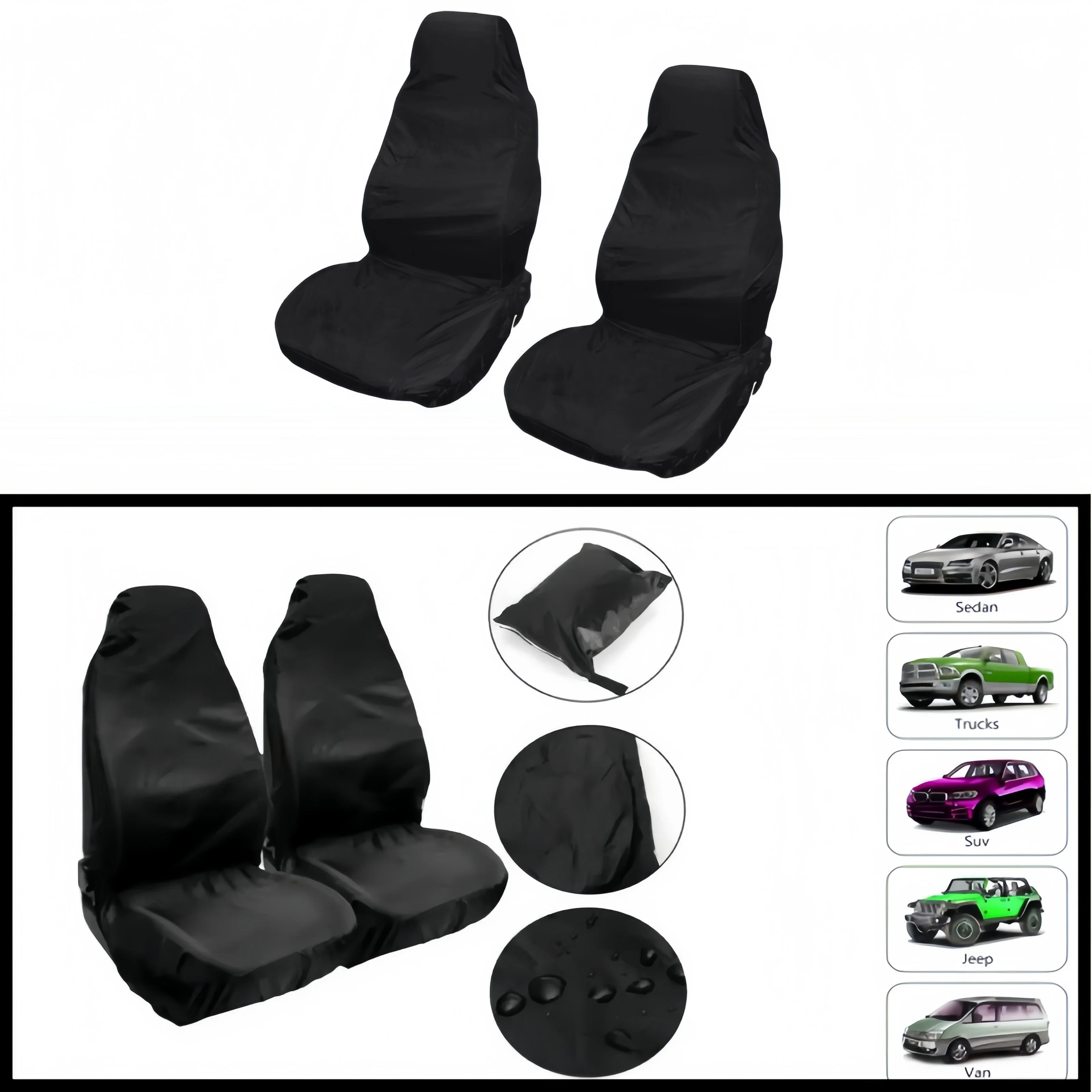 

Universal Car Front Seat Covers 2PCS Heavy Duty Waterproof Breathable Auto Seat Protector Cushions for Cars Trucks SUVs