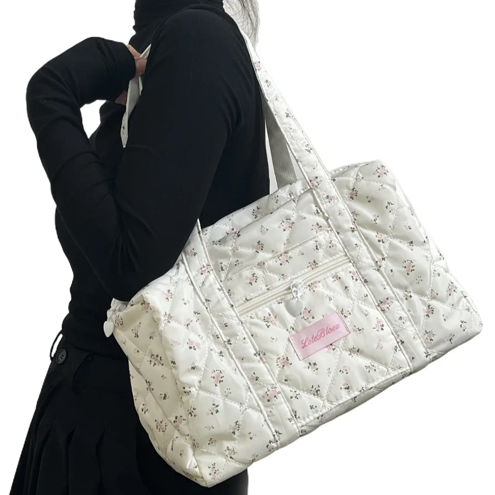 Korean Style Stroller Organizer Bags Flower Large Capacity Floral Mummy Bag Multi-pocket Portable Single Shoulder Bag
