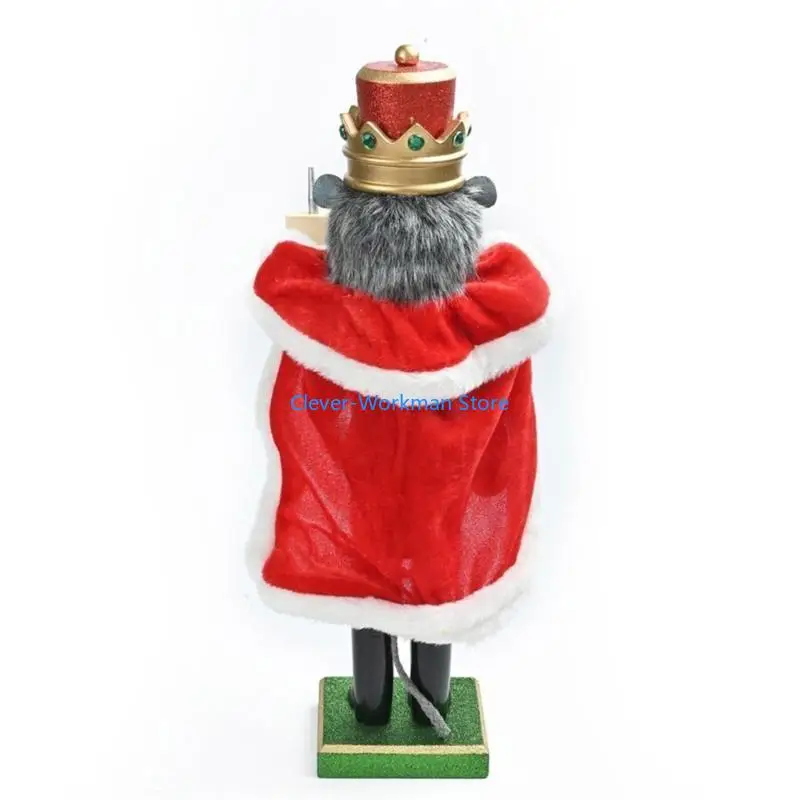 24TD عيد الميلاد الخشب كسارة البندق الماوس الملك تمثال الديكور 38 سنتيمتر عطلة زخرفة #4