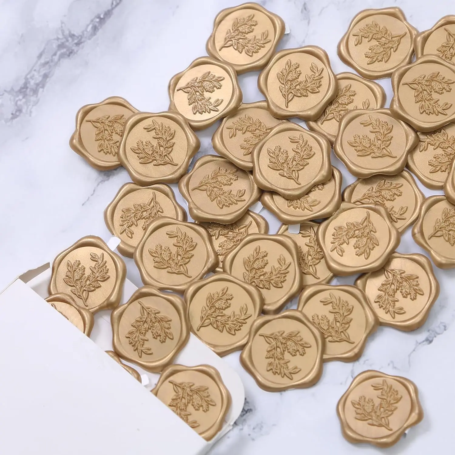 30 Eucalyptus Leafs Wax Seal Stickers Self-Adhesive Wedding Invitation Envelope Seal Gold Stickers For Decorating Wedding Invita