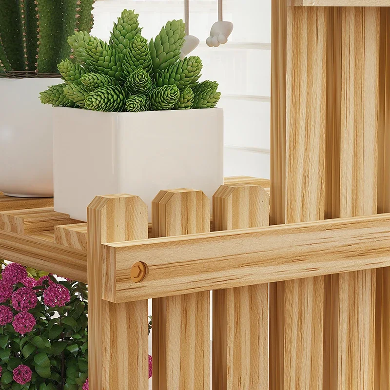 رف زهور خشبي رفوف نباتية غرفة المعيشة عرض موقف الديكور شرفة رف النبات أثاث الحدائق الداخلي Ripiano FYPS
