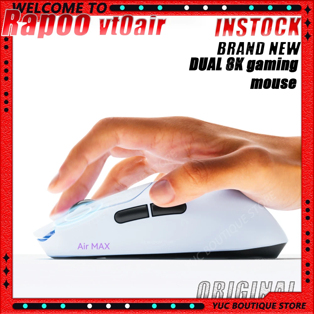 NEW Rapoo VT0 Air MAX PAW3950 Gaming Mouse 2.4g Wireless 8K 39g Lightweight Custom Ergonomic High Performance Esports Mouse Gift
