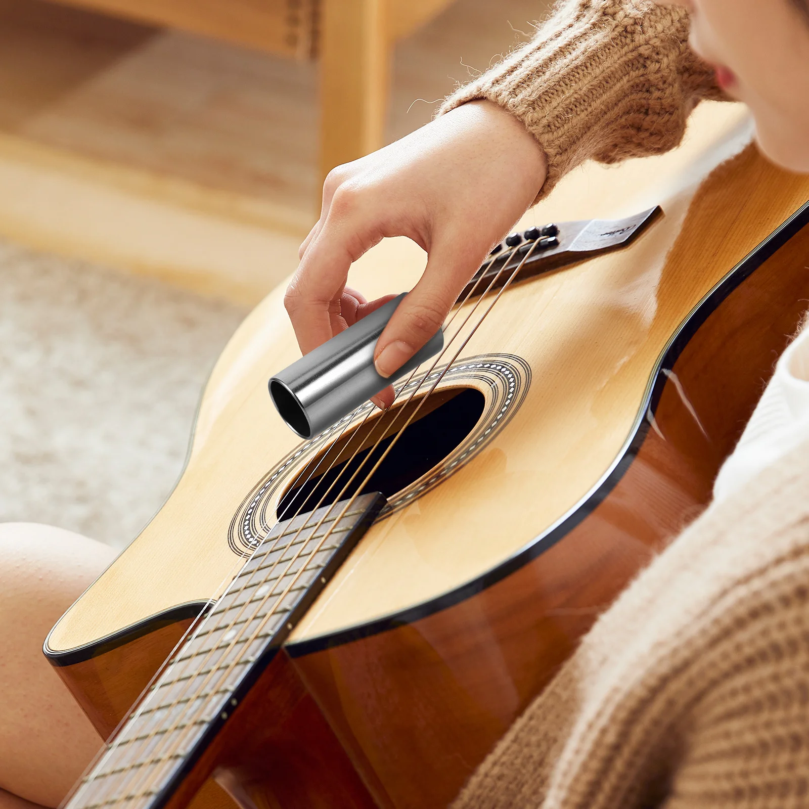 

Stainless Steel Guitar Slide Metal Finger Slider 60Mm Electric Acoustic Guitar Accessories Smooth Tone Enhancer