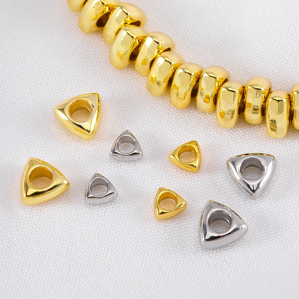 10pcs Triangle Big Hole Loose Beads Separators for DIY Beaded Necklace Bracelet Jewelry Making Accessories