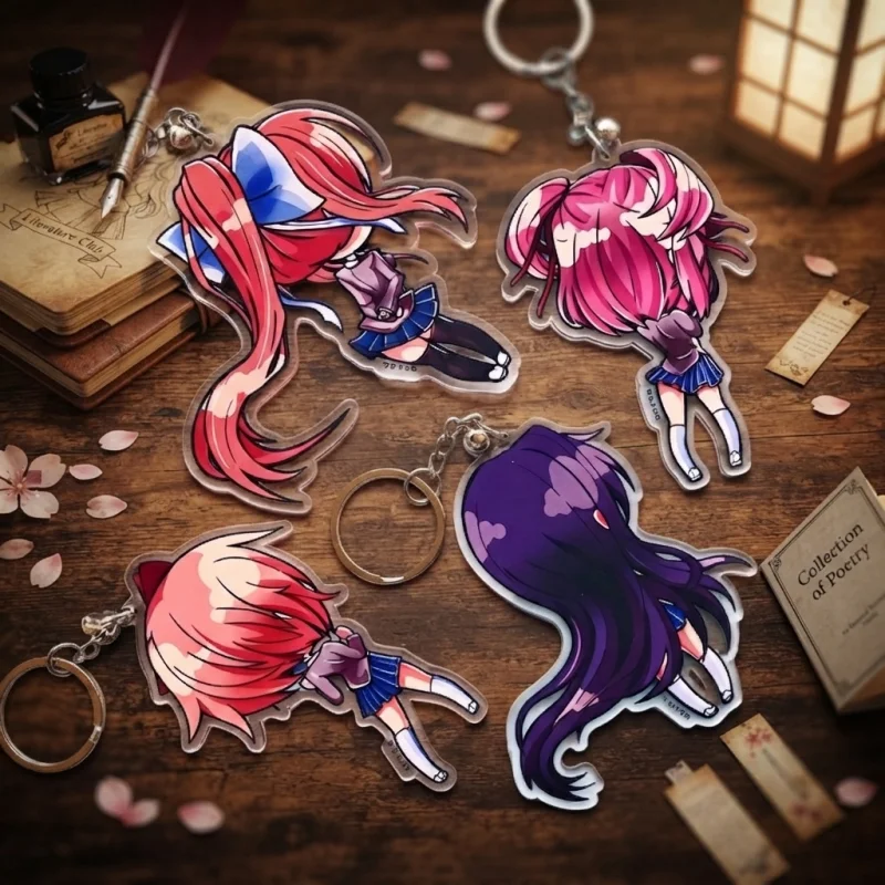 Monika Natsuki Sayori Yuri Double Sided 5cm Acrylic Keychain Cute Chain Ring Doki Doki Literature Club Bag Collectible Gift