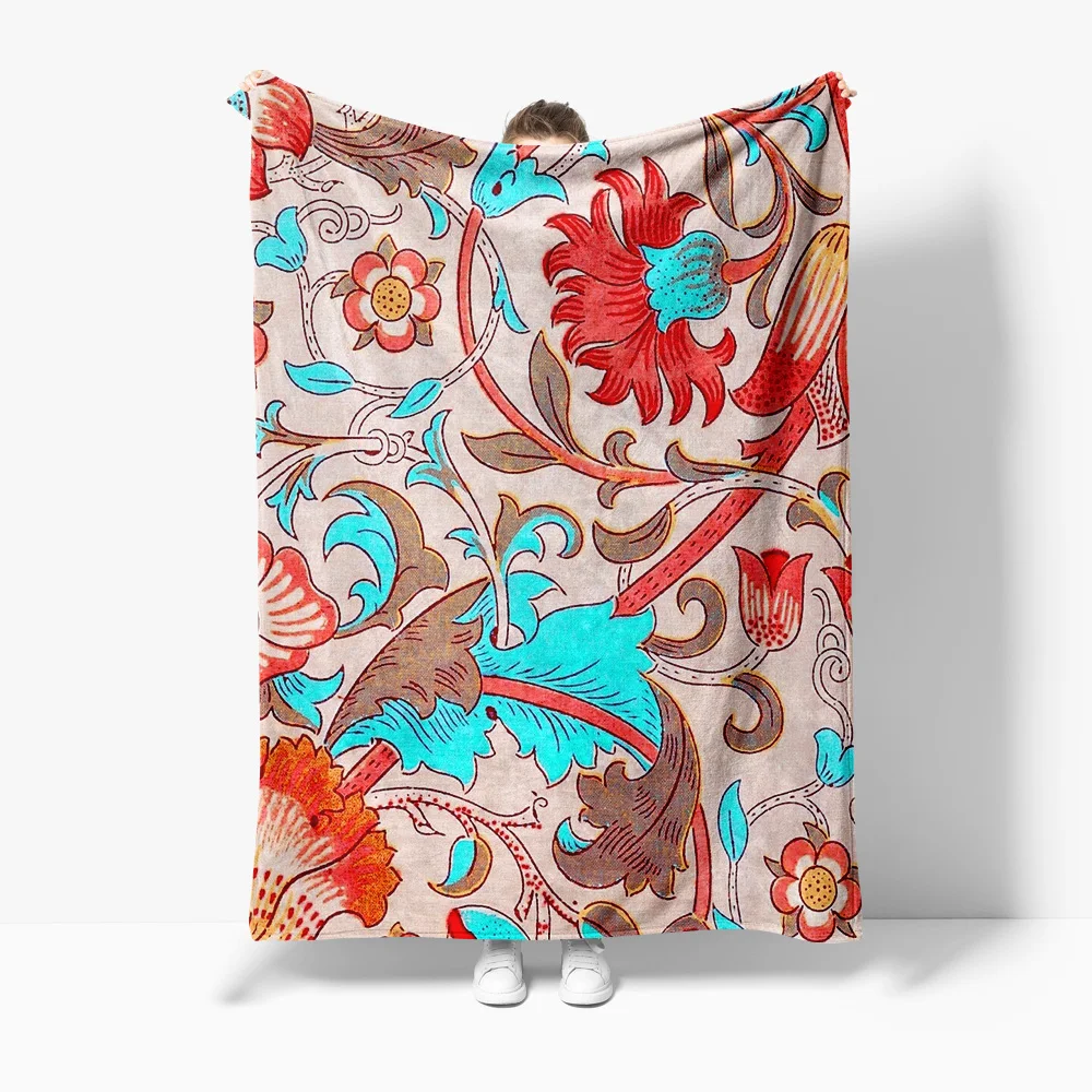 

Faux Fur Throw Blanket with Floral Paisley Pattern Sofa Bed Living Room Decorative Blanket