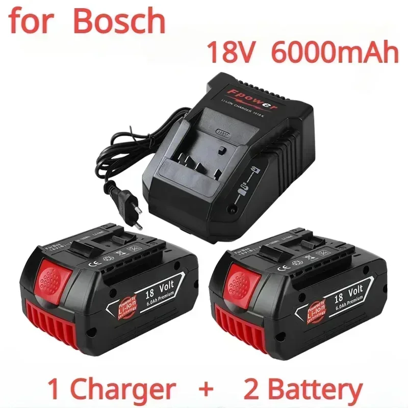 

18V Battery Bosch 6.0Ah for Bosch Electric Drill 18V Rechargeable Li-ion Battery BAT609 BAT609G BAT618 BAT618G BAT614 Charger