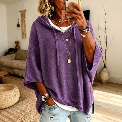 Spring Autumn Knitted New Hooded Drawstring Sweater Hoodie Woolen Coat For Women Sueter De Punto Para Mujer Suéteres Coreanos