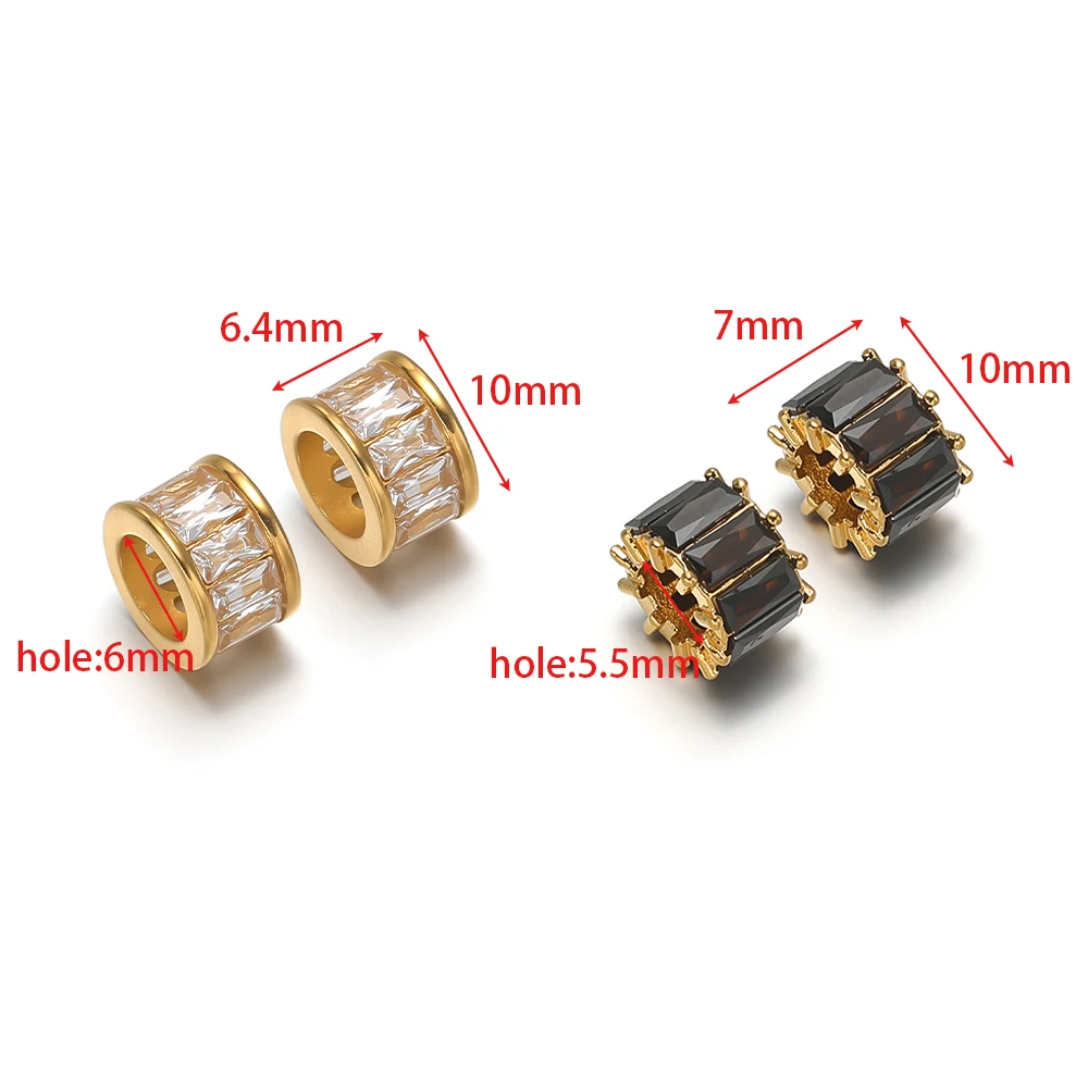 3 Stück Edelstahl-Zirkon-Radperlen, Abstandshalter-Perlen für DIY-Handgemachte Halsketten, Armbänder, Schmuckherstellung und Bastelbedarf – Detail 1
