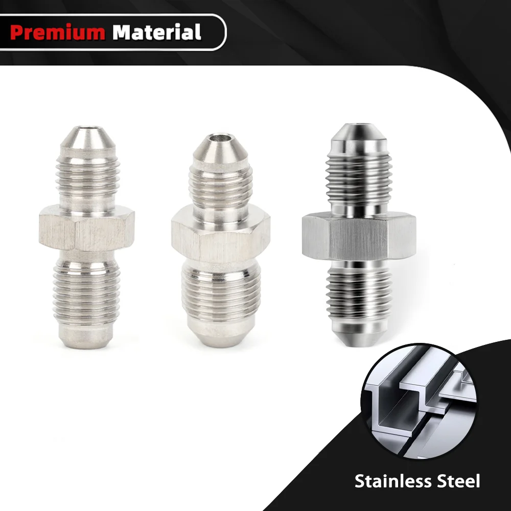 Bartoo-Stainless Steel AN3 Male 3/8x24 UNF to M10x1/M12x1.5/AN3 Male Brake Fittings Adapter Brake Components HR063