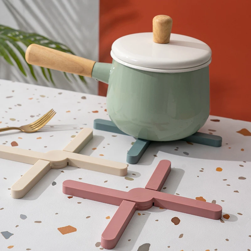 

Cross Holder Coaster Kitchen Silicone X-Shaped Heat Resistant Pad Foldable Non-Slip Pot Pan Mat Table Placemat Tripod Dish Plate