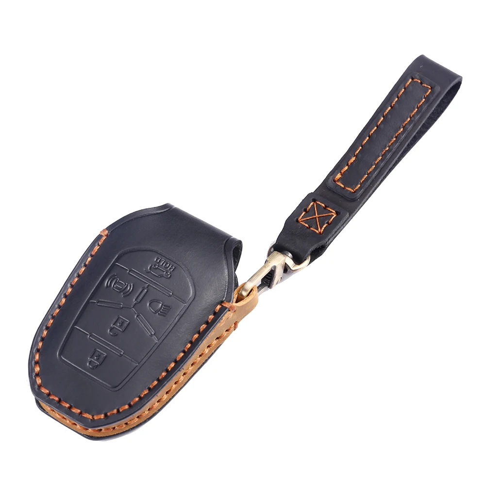 Protective Car Key Cover Car Key Cover For Ssang Yong 2020 for g4 for rexton Leather 1pcs Car Key Case Car Spare Parts