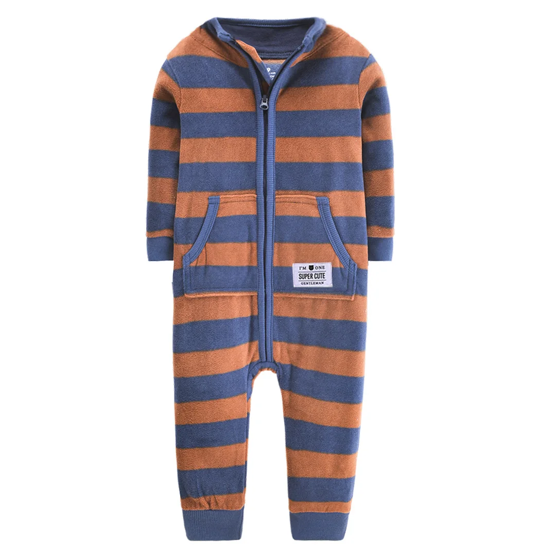 Boys Winter Warm Clothes high collar baby jumpsuit baby spring coverall clothes zipper up polar fleece Toddler Boy clothes