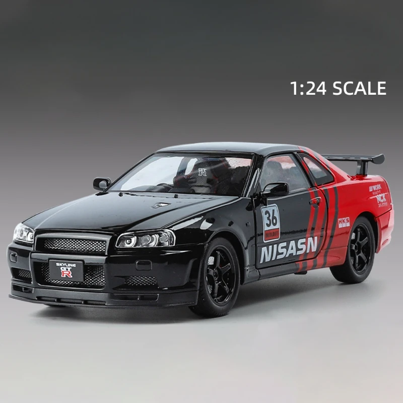 

1:24 Nissan Skyline Ares GTR R34 Alloy Track Version Racing Car Model Diecasts Metal Sports Car Model Sound Light Kids Toys Gift