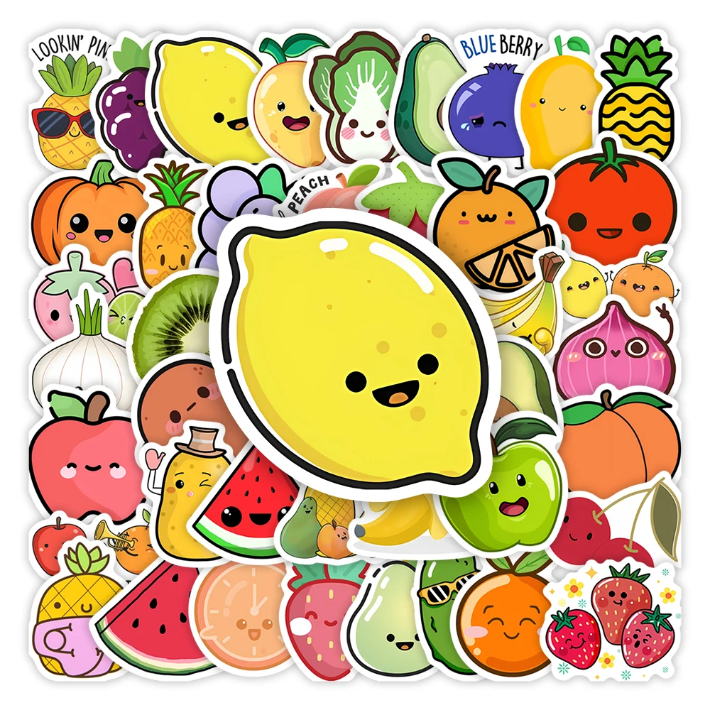 Cartoon Fruit Vegetable Stickers Cute DIY Kids Toys Gift Decorative Decals for Laptop Scrapbook Luggage Waterproof