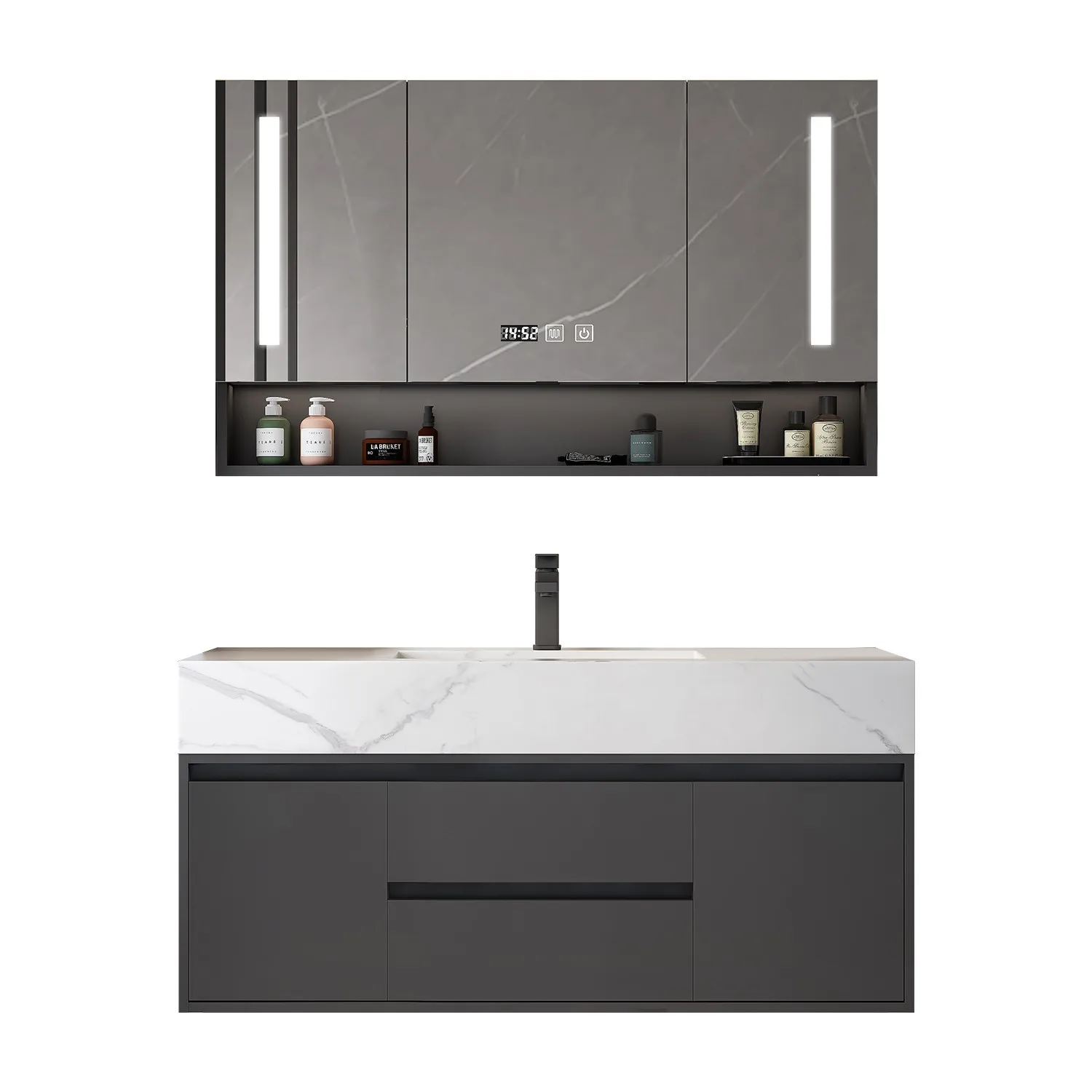 

Modern luxury rock seamless ceramic basin bathroom cabinets combined into one basin washbasin bathroom washstand